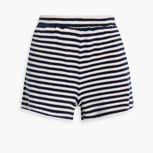 The Upside Striped Terry Shorts - Navy/Pink - Size M.